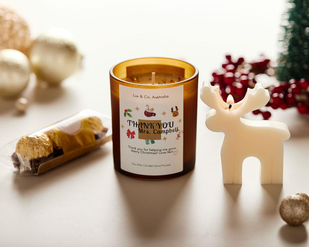 Teacher’s Gift – Lux & Co. Personalised Christmas Candle Hamper