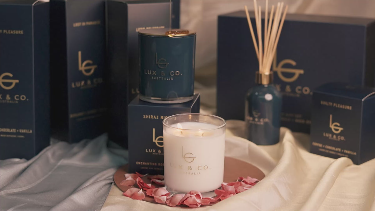 Load video: LUX AND CO  - Luxury Scented Candles + Diffusers Collection